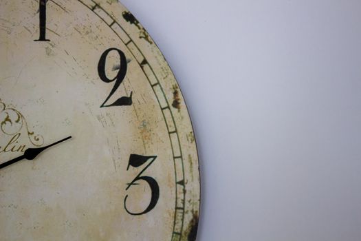 Midday Midnight Rustic Parchment Website Banner - Wide background of stone colored parchment effect with a partial fading clock face on left side and plenty of copy space on right side..