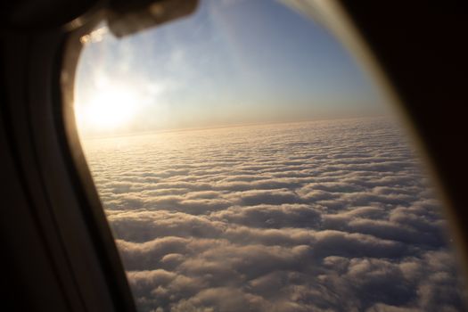 Wide cloud landscape aerial view from a plane.