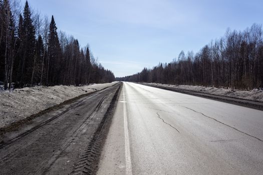 Mountain road at hight speed drive downhill