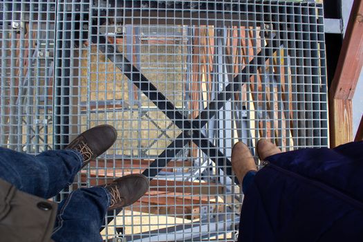 High, metal observation tower in Latvia, Baltic States.