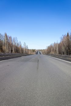 Mountain road at hight speed drive downhill