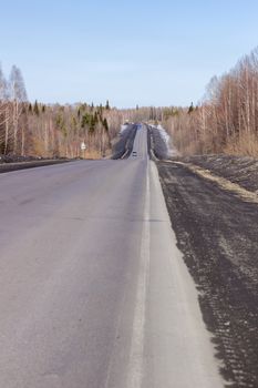 Mountain road at hight speed drive downhill