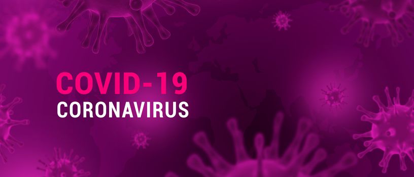 Coronavirus or covid-19 flu, virus 3D medical illustration header.