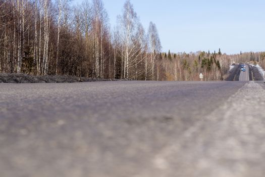 Mountain road at hight speed drive downhill