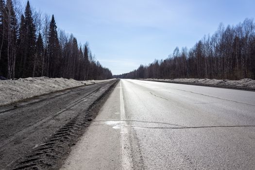 Mountain road at hight speed drive downhill