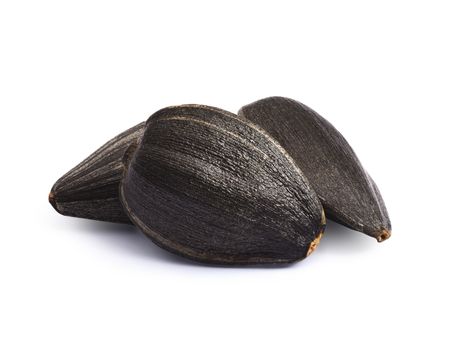 Edible sunflower seeds, roasted. Infinte depth of field, clipping paths