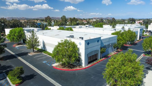 Aerial View Of Industrial Commerce Office Buildings.