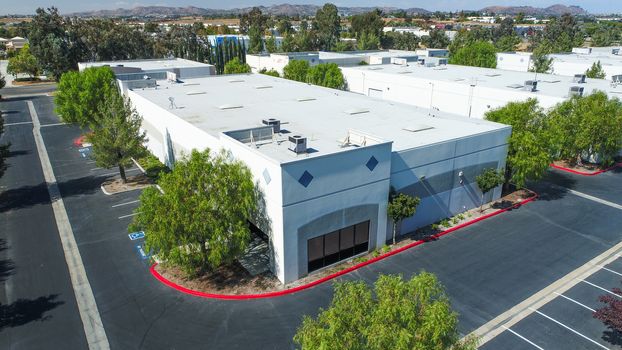 Aerial View Of Industrial Commerce Office Buildings.