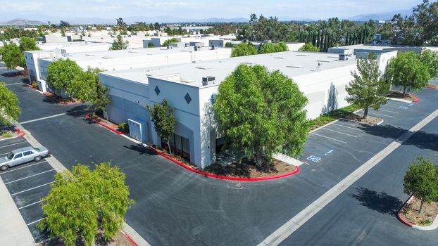 Aerial View Of Industrial Commerce Office Buildings.