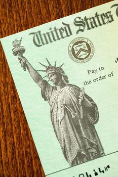United States Internal Revenue Service, IRS, Check On Desk.
