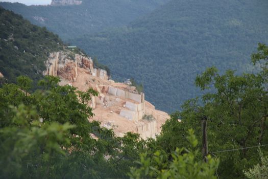 mountains with marble quarries in Botticino in northern Italy