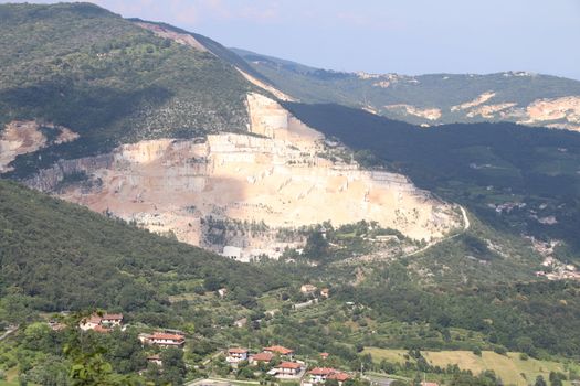 mountains with marble quarries in Botticino in northern Italy