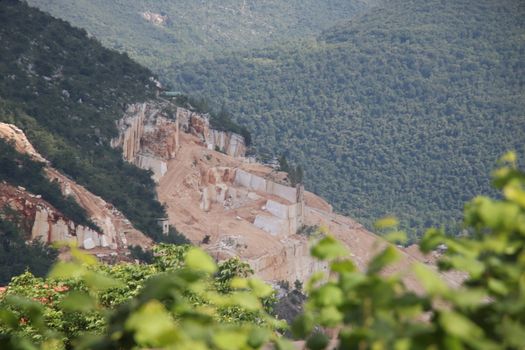 mountains with marble quarries in Botticino in northern Italy