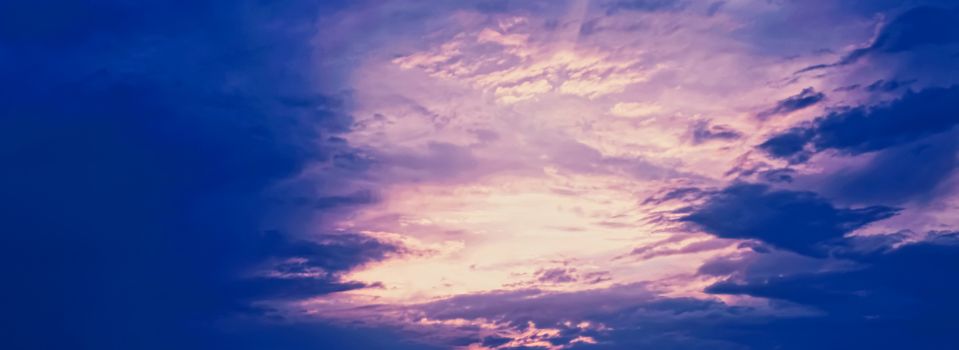 Dramatic cloudy sky at sunrise, nature and background