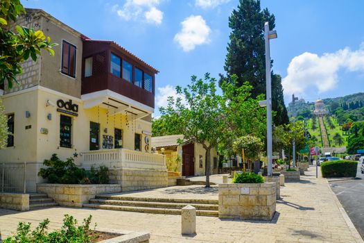 HAIFA, ISRAEL - AUGUST 18, 2016: View of the Restored German Colony, with local businesses, locals and visitors, in Haifa, Israel. It was established in 1868 by the German Templers