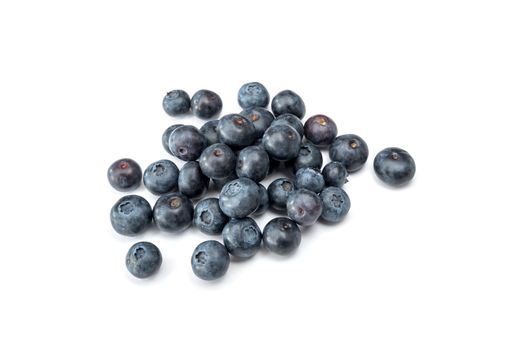 Fresh blueberries isolated on white background. Copy space.