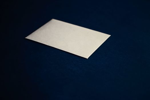 Blank beige paper card on blue background, premium business and luxury brand identity mockup