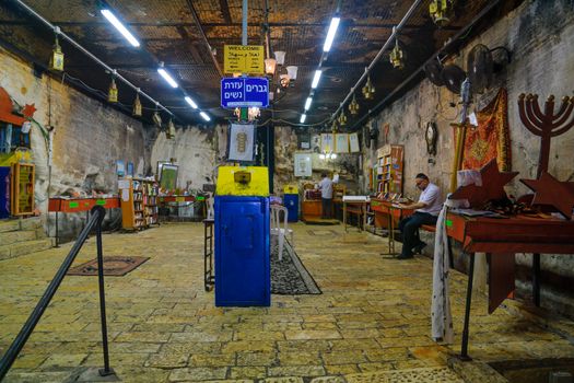 HAIFA, ISRAEL - SEPTEMBER 29, 2016: View of the Cave of Elijah, with prayers, in Haifa, Israel