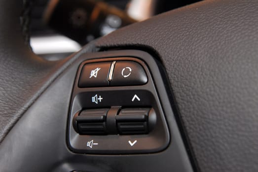 Detail on the steering wheel with controls