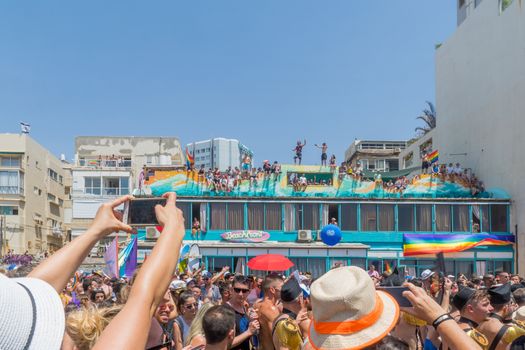 TEL-AVIV, ISRAEL - JUNE 08, 2018: Various people march and take part in the annual pride parade of the LGBT community, in Tel-Aviv, Israel