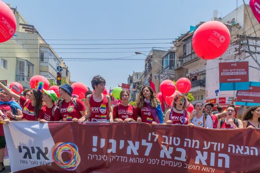 TEL-AVIV, ISRAEL - JUNE 08, 2018: Various people march and take part in the annual pride parade of the LGBT community, in Tel-Aviv, Israel