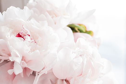 Bouquet of peony flowers as luxury floral background, wedding decoration and event branding design