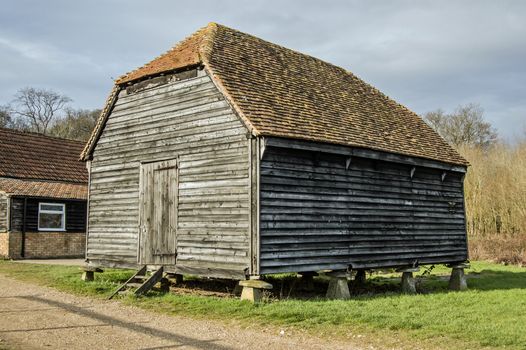 An historic granary building for keeping grains. Built in 1806 for a farm near Bradfield, Berkshire.
