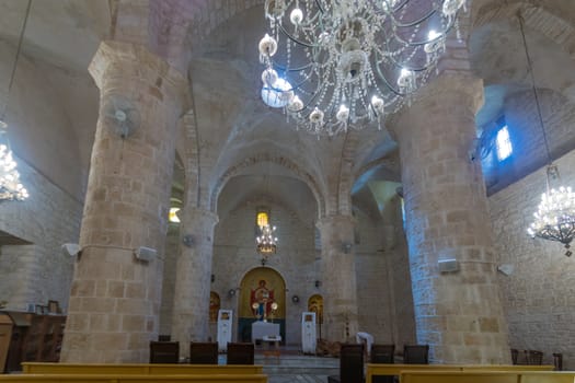 HAIFA, ISRAEL - JULY 21, 2018: Interior view of the Church of our Lady, in Haifa, Israel