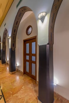 HAIFA, ISRAEL - JULY 19, 2018: The interior of the historic Anglo Palestine APAK Bank building, in Haifa, Israel