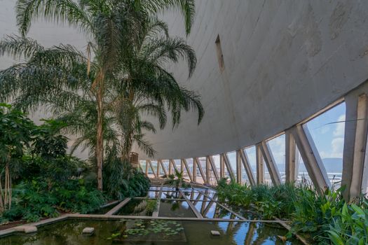 HAIFA, ISRAEL - JULY 20, 2018: Interior view of a Cooling tower in Haifa Oil Refinery compound, now a visitor center, in Haifa, Israel