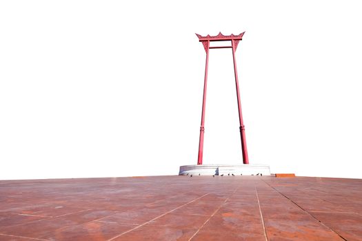 The Giant swing landmark in Bangkok,Thailand on white background with clipping path