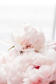 Bouquet of peony flowers as luxury floral background, wedding decoration and event branding design