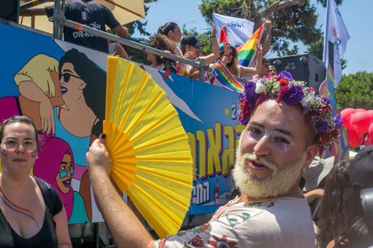 HAIFA, ISRAEL - JUNE 22, 2018: Various people take part in the annual pride parade of the LGBT community, in Haifa, Israel