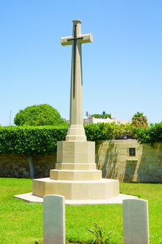 HAIFA, ISRAEL - JULY 21, 2015: A monument for British soldiers who died during the British mandate (1918-1948), in downtown Haifa, Israel