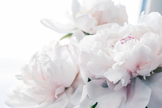 Bouquet of peony flowers as luxury floral background, wedding decoration and event branding design