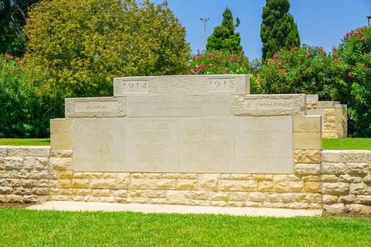 HAIFA, ISRAEL - JULY 21, 2015: A monument for the British Empire soldiers (from India) who died in World War I, in downtown Haifa, Israel