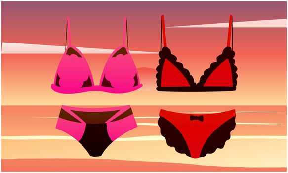 mock up illustration of female lingerie set on abstract background