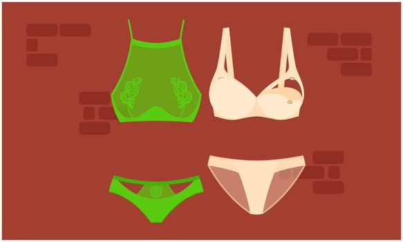 mock up illustration of female lingerie set on abstract background