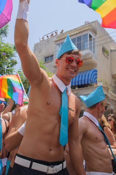 TEL-AVIV - JUNE 13, 2014: Participant of the Pride Parade in the streets of Tel-Aviv, Israel. The pride parade is an annual event of the gay community