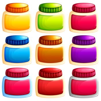 Several very nice and nice rubber containers with multi-colored lids that can be used for multiple themes