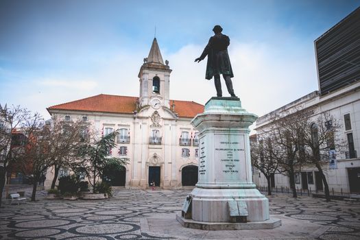 Aveiro, Portugal - May 7, 2018: Architecture Detail of City Hall in Historic Downtown on a Spring Day