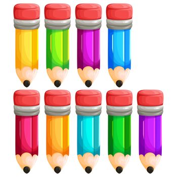 illustration of various color pencils that can be used for educational purposes and the like