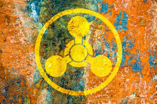 Chemical weapons symbol on a rust metal plate
