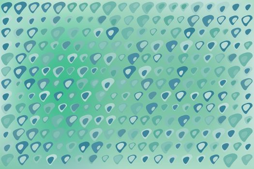 Texture background made of blue, green and teal dots, or distorted triangles with round corners, on light green