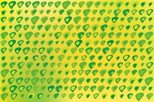 Texture background made of green and yellow dots, or distorted triangles with round corners, on yellow