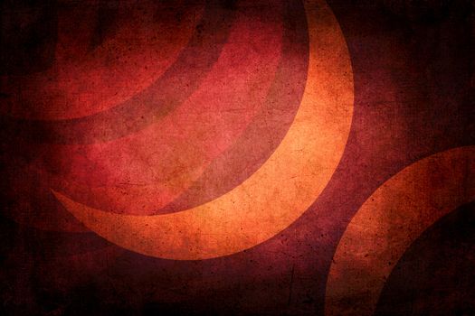 Dark grunge texture with crescent moon to use as background. Colors orange and red