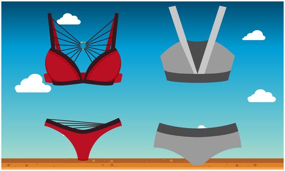 mock up illustration of female lingerie set on abstract background