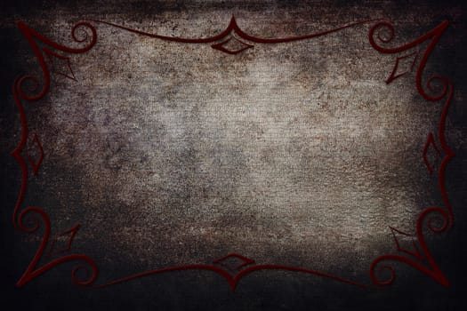 An antique decorative frame with a background with texture. Colors red, gray and brown