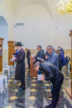 Tiberias, Israel - February 10, 2020: Jewish prayers at the Tomb of Rabbi Meir Baal HaNes (the Miracle Maker), in Tiberias, Northern Israel