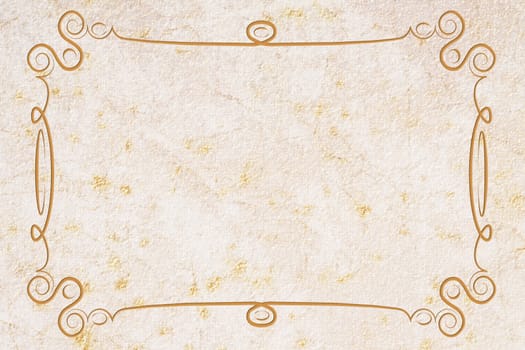 An antique decorative frame with a background with texture. Yellow, white and brown colors